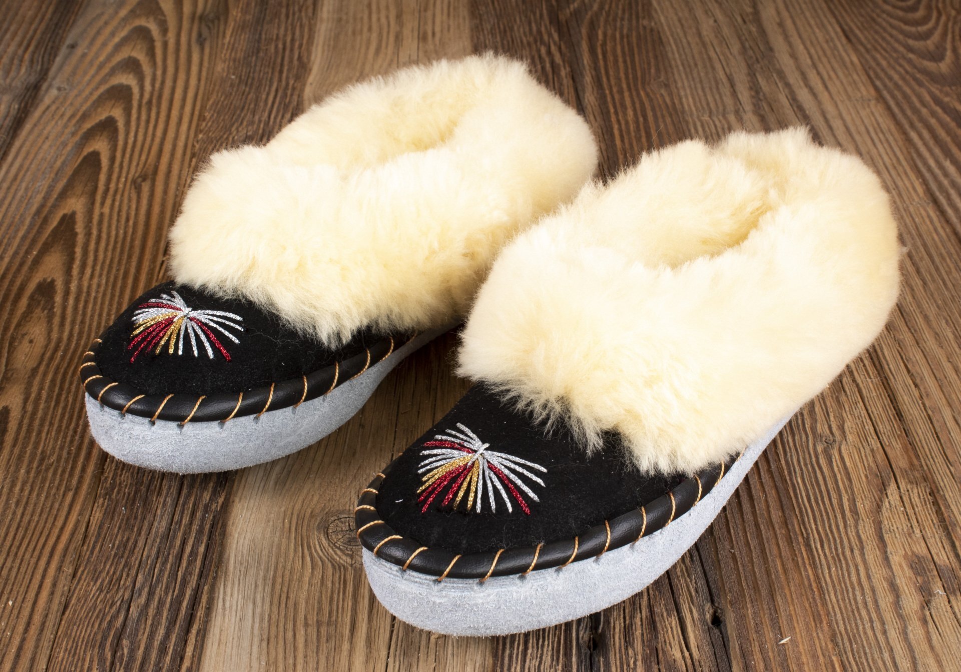 Womens Moccasin Slippers (Yellow & Black #1)