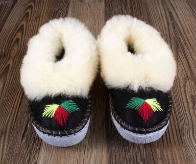 Womens Moccasin Slippers (Yellow & Black #2)