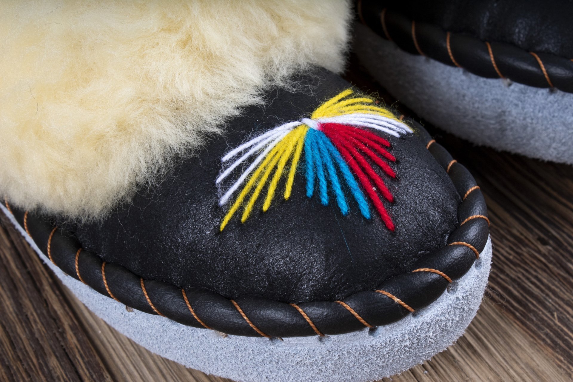 Womens Moccasin Slippers (Yellow & Black #3)