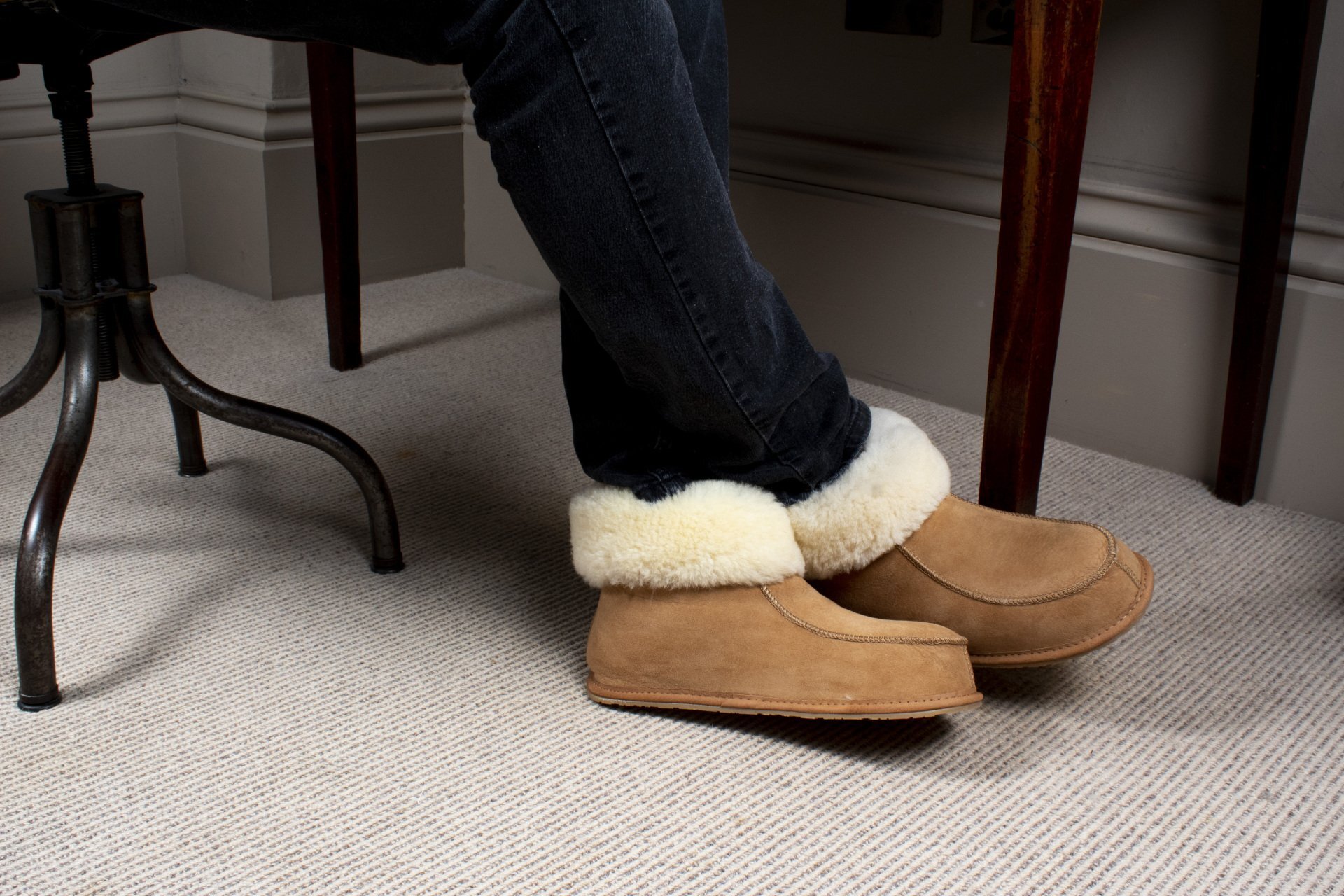 Mens Bootee Beige Slippers