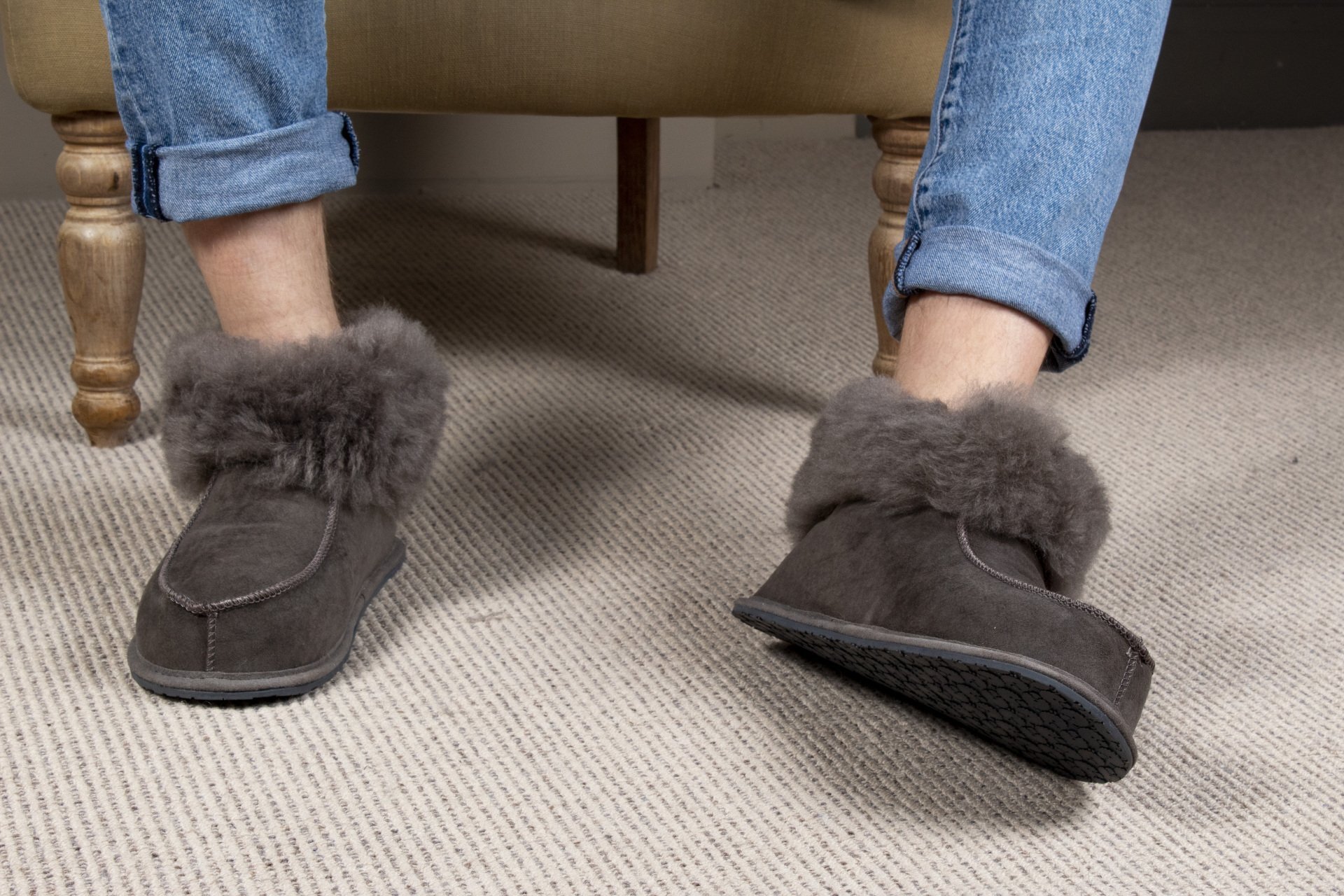 Mens Bootee Grey Slippers