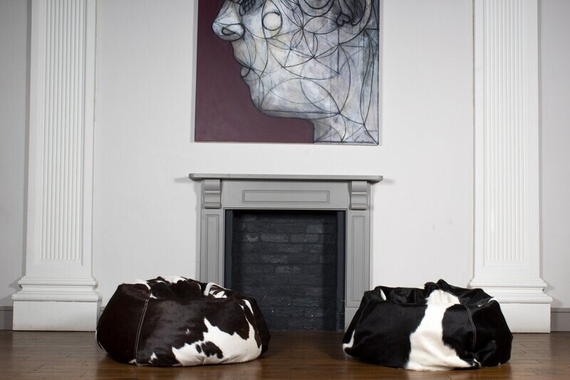 Brazilian Cowhide beanbag ‘black&white’ Large