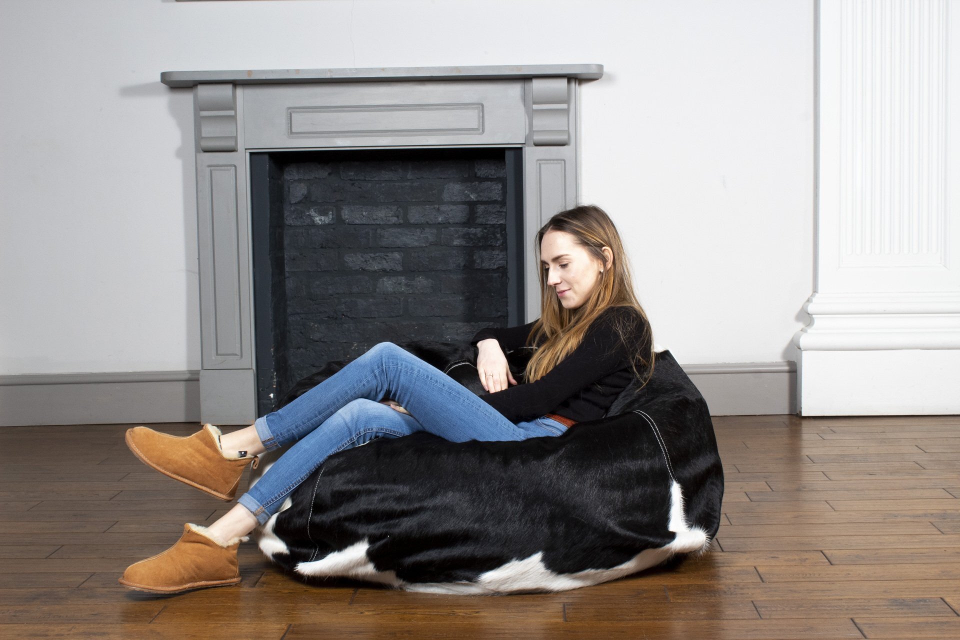 Brazilian Cowhide beanbag ‘black&white’ Large