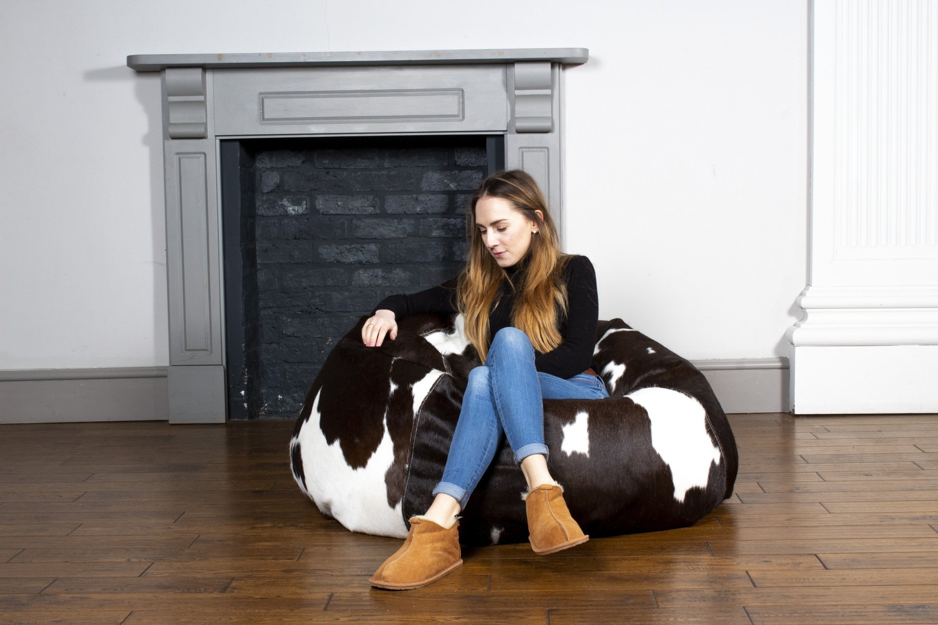 Brazilian Cowhide beanbag ‘brown&white’ Large