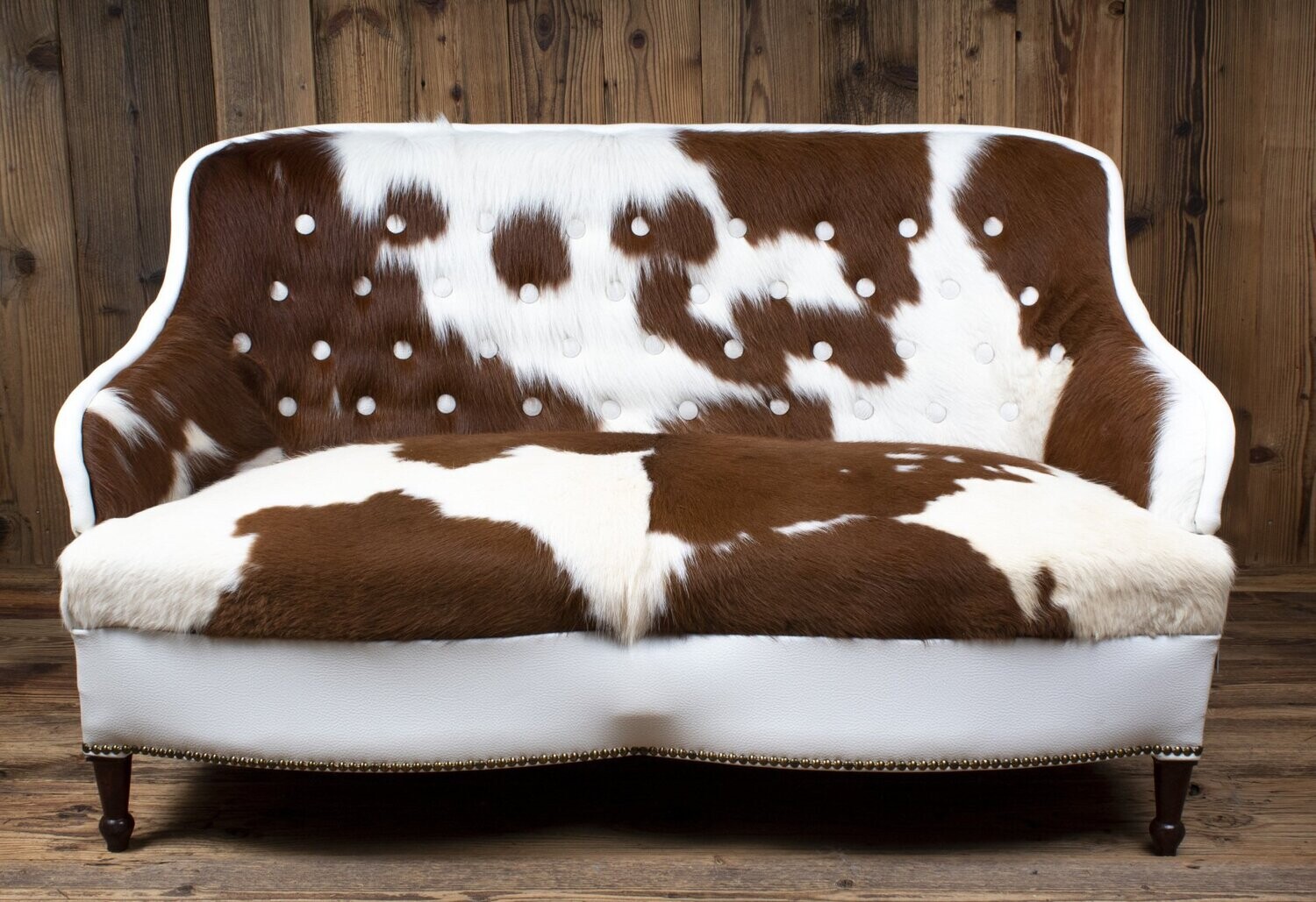 Two-Seater Sofa 'brown & white cowhide'