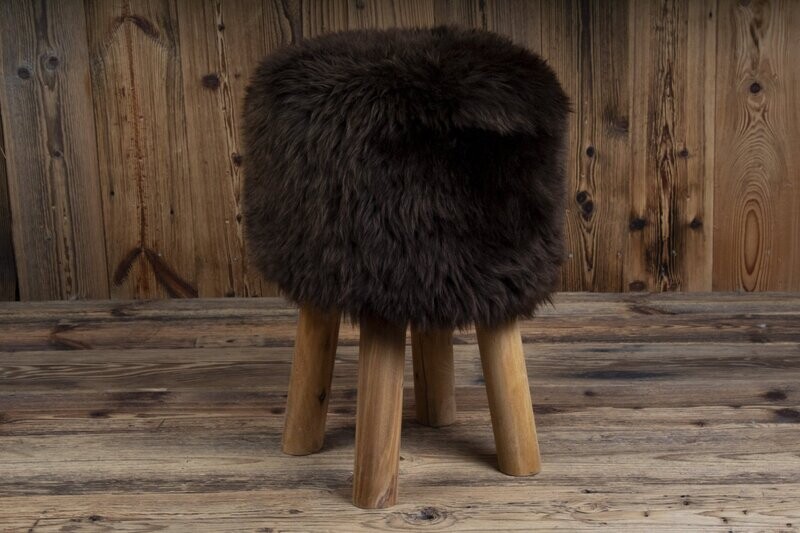 British Sheepskin Chunky Design Stool: Brown