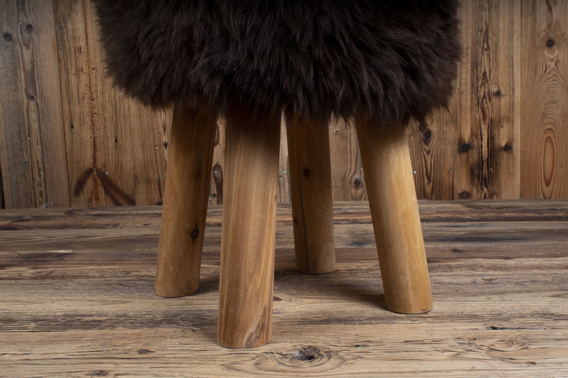 British Sheepskin Chunky Design Stool: Brown