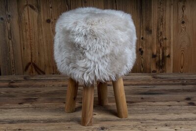 British Sheepskin Chunky Design Stool: Cappucino