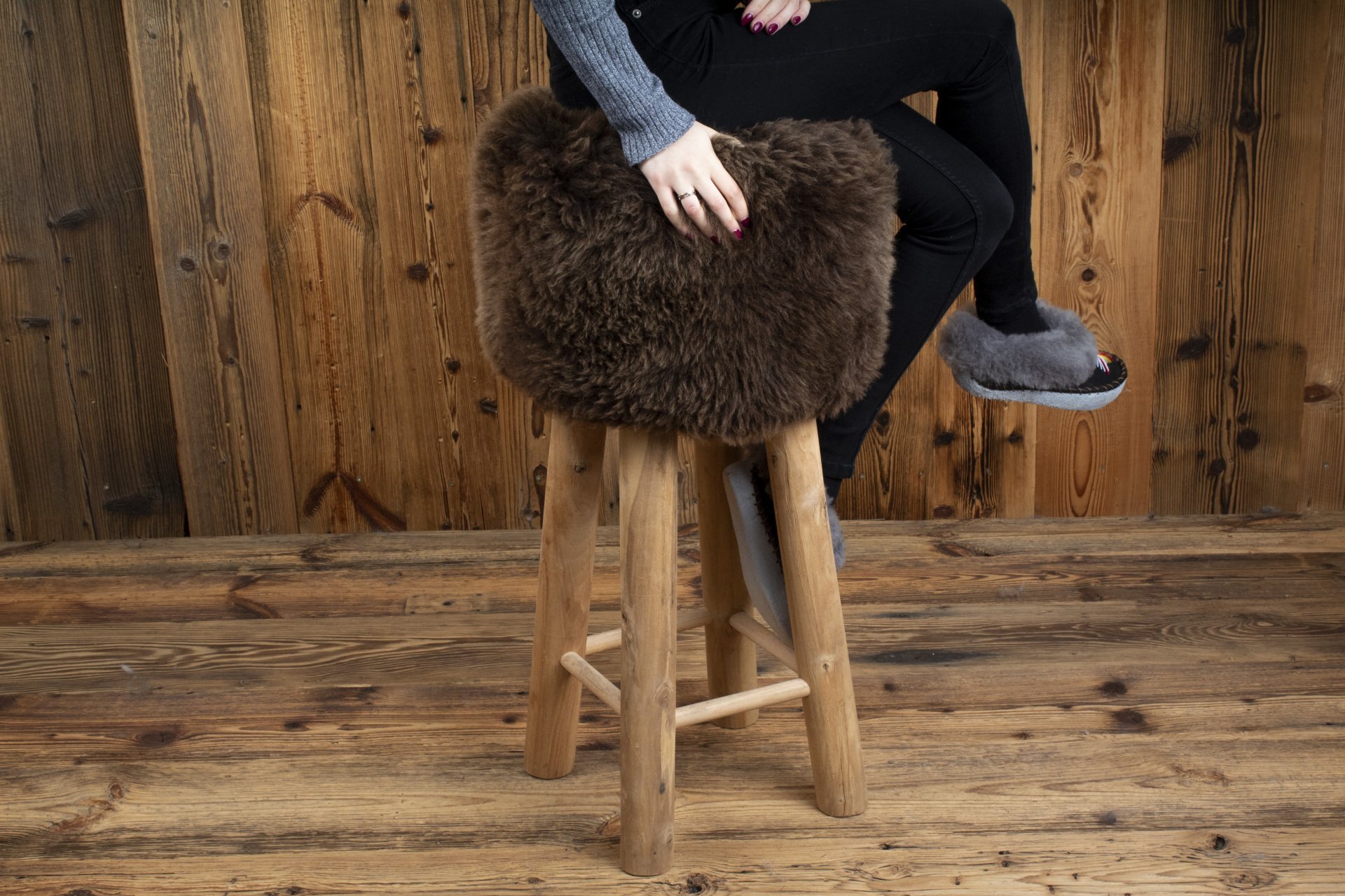 Rare British Sheepskin Bar stool 'brown'
