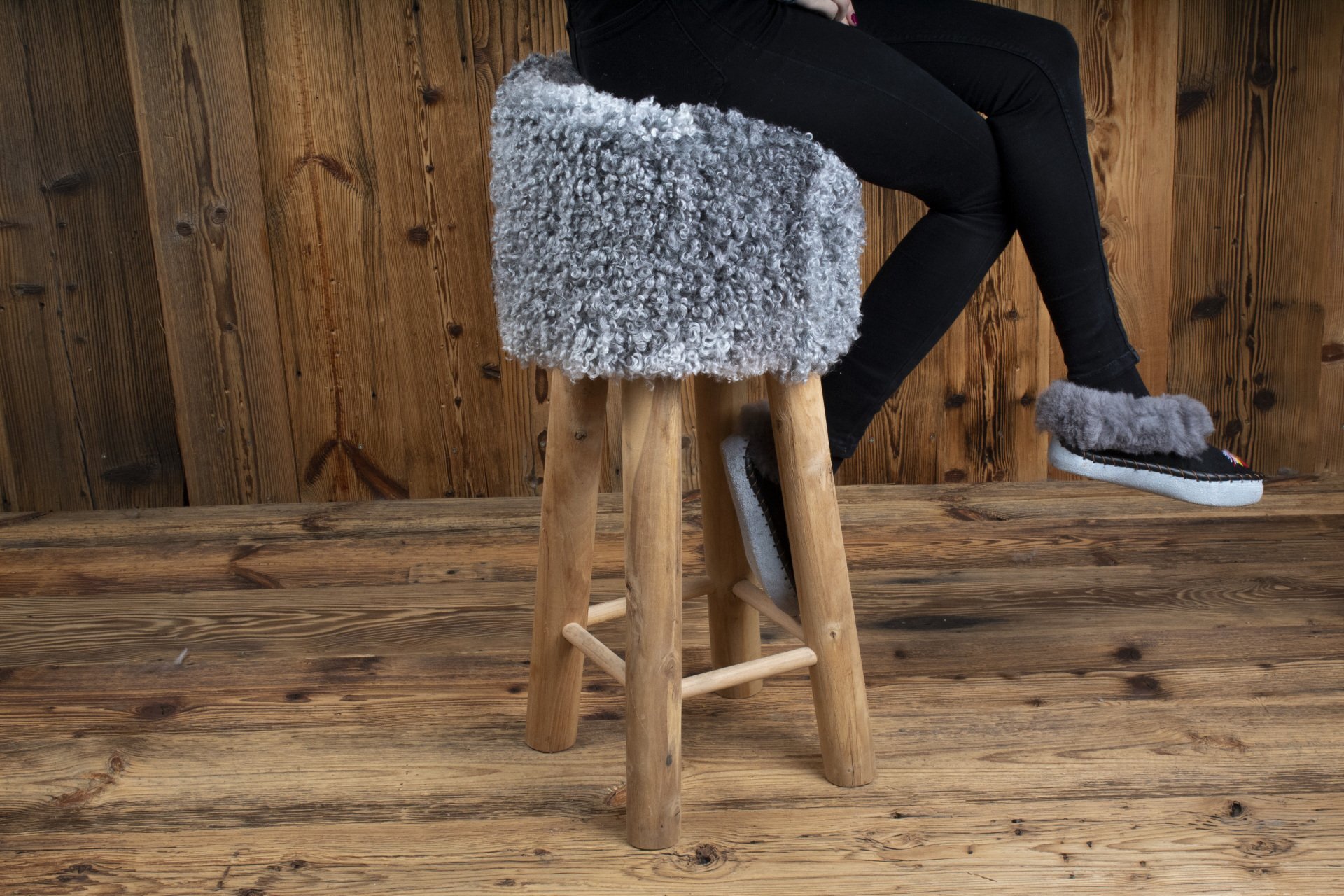 Gotland Sheepskin Bar stool 'grey'
