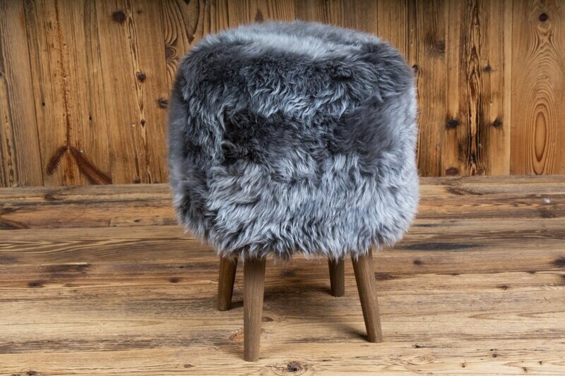 British Sheepskin Classic Footstool 'silver grey'