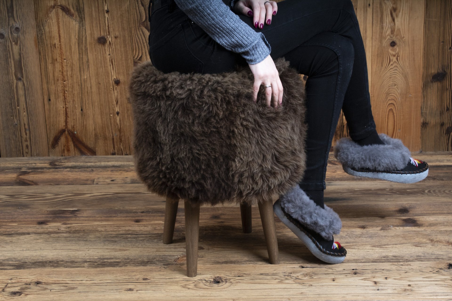 Rare British Sheepskin  Classic Stool 'brown'