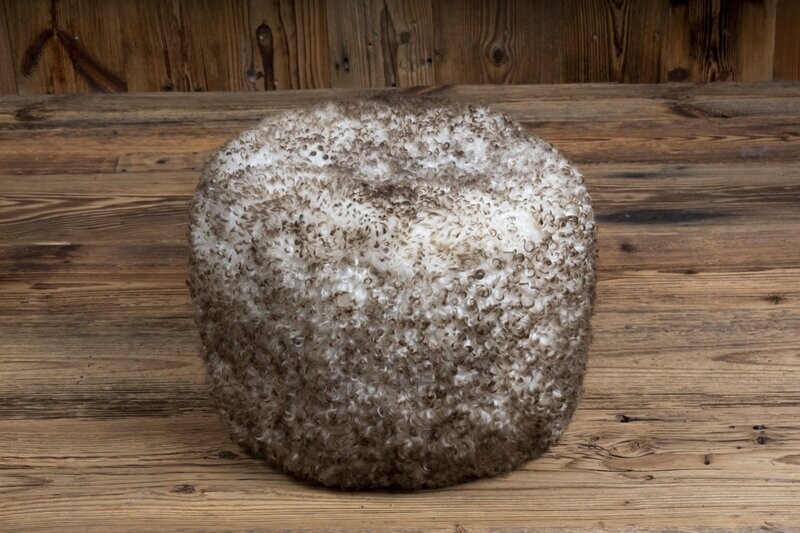Gotland Sheepskin Pouffe 'brown&white'