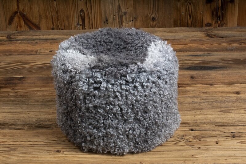 Gotland Sheepskin Pouffe 'grey'