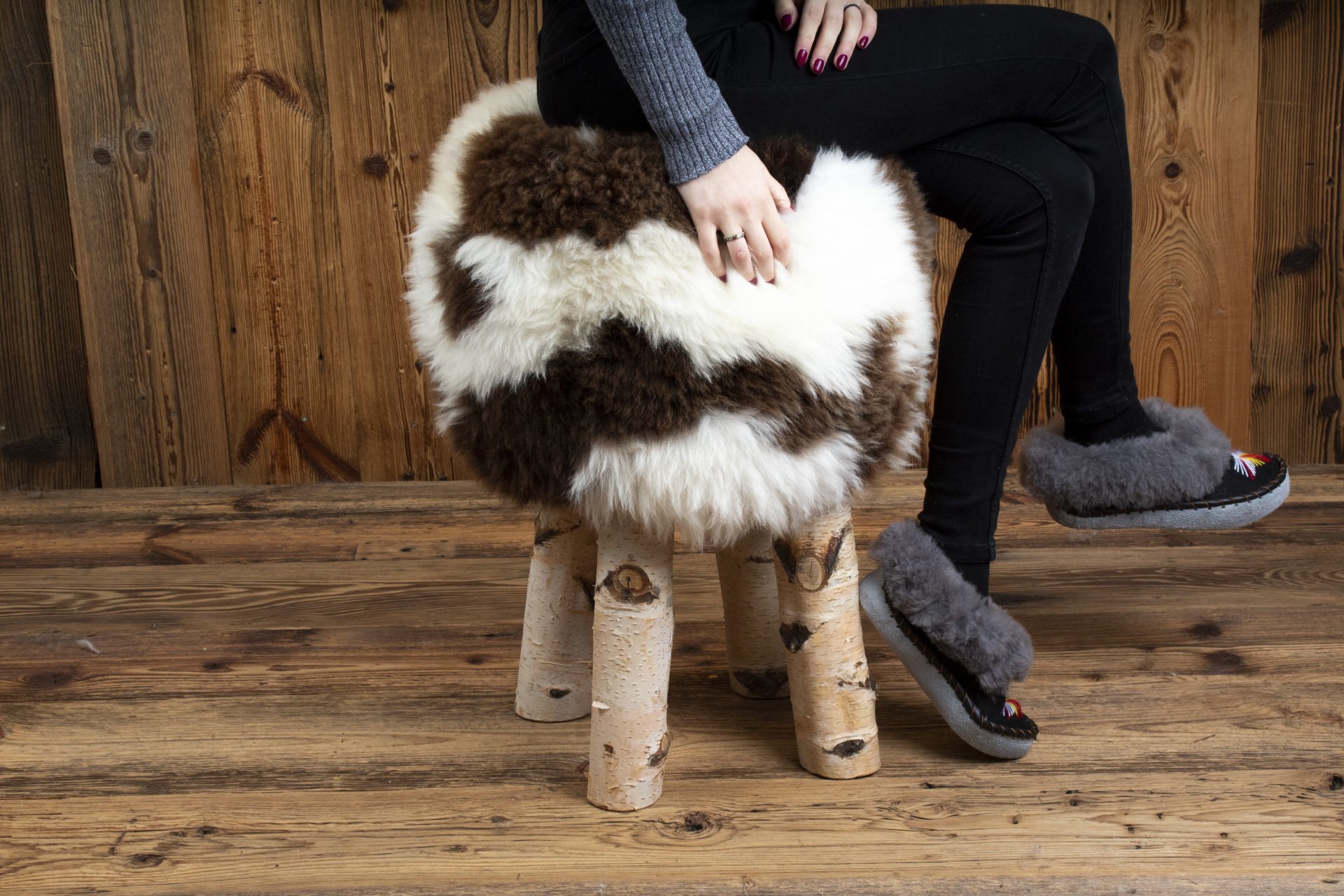 Jacob Sheepskin Stool 'silver birch'