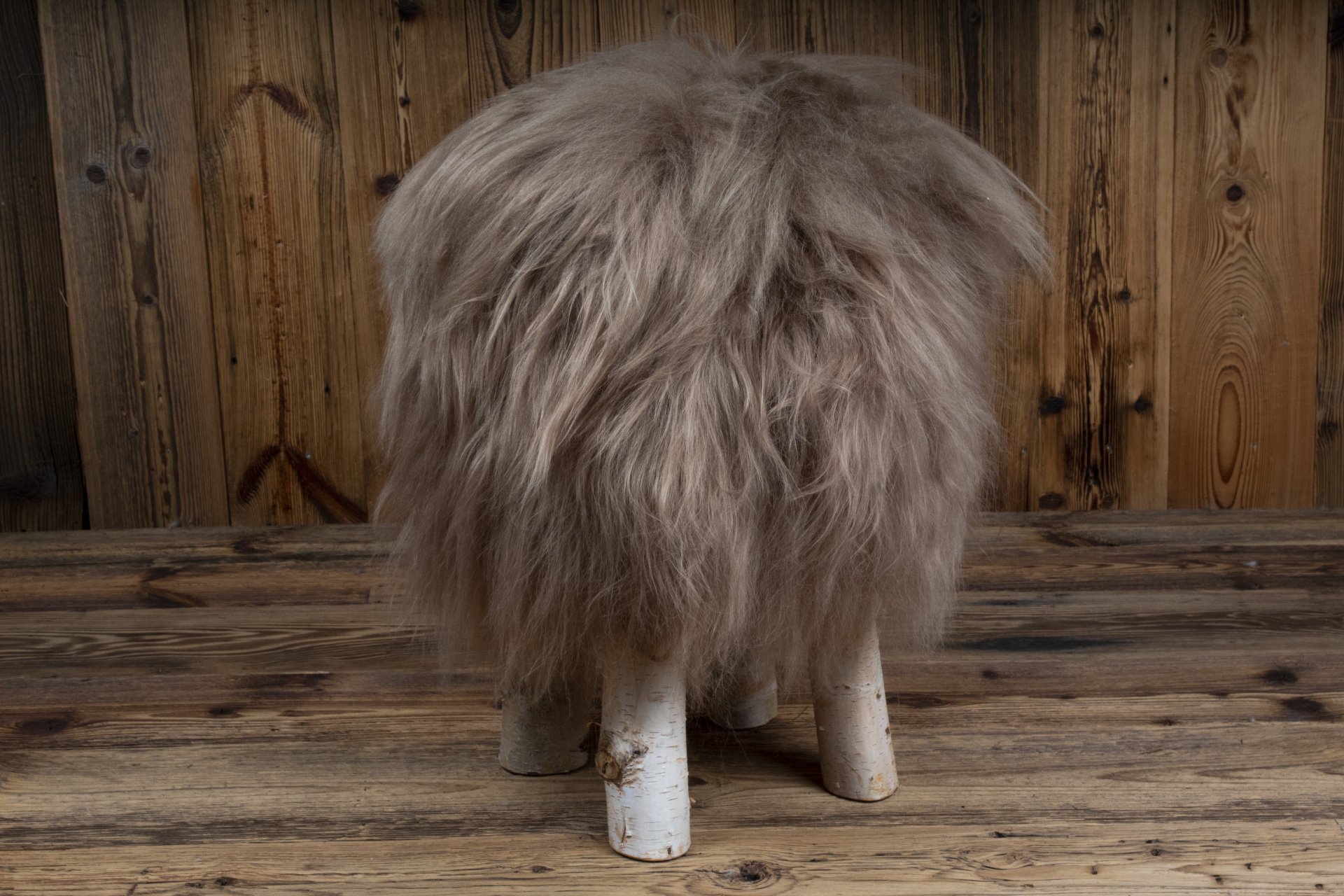 Icelandic Sheepskin Stool 'silver birch'