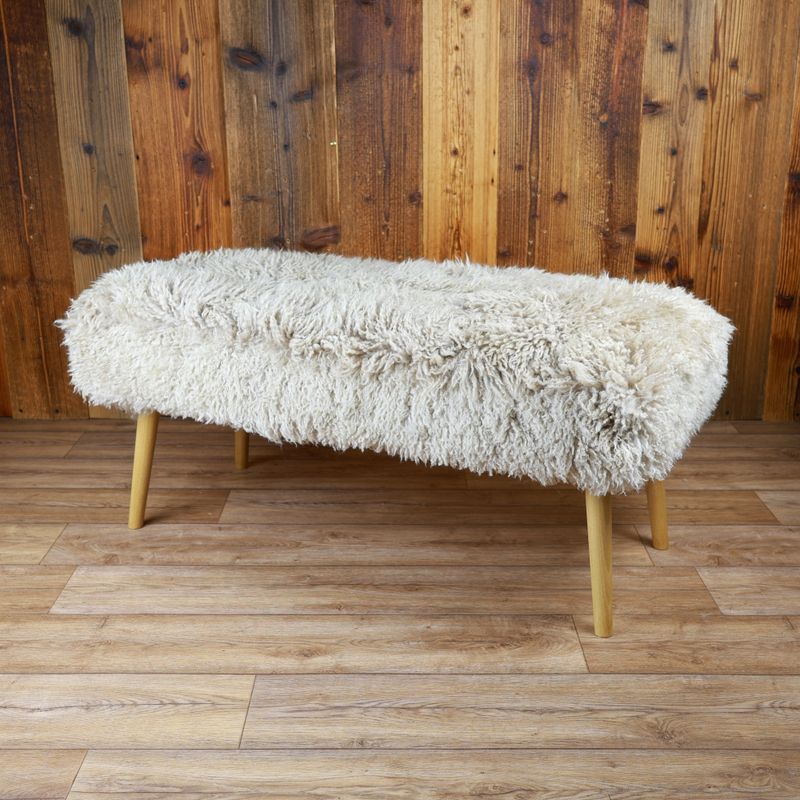 Sheepskin Bench | Curly Cappuccino | Large