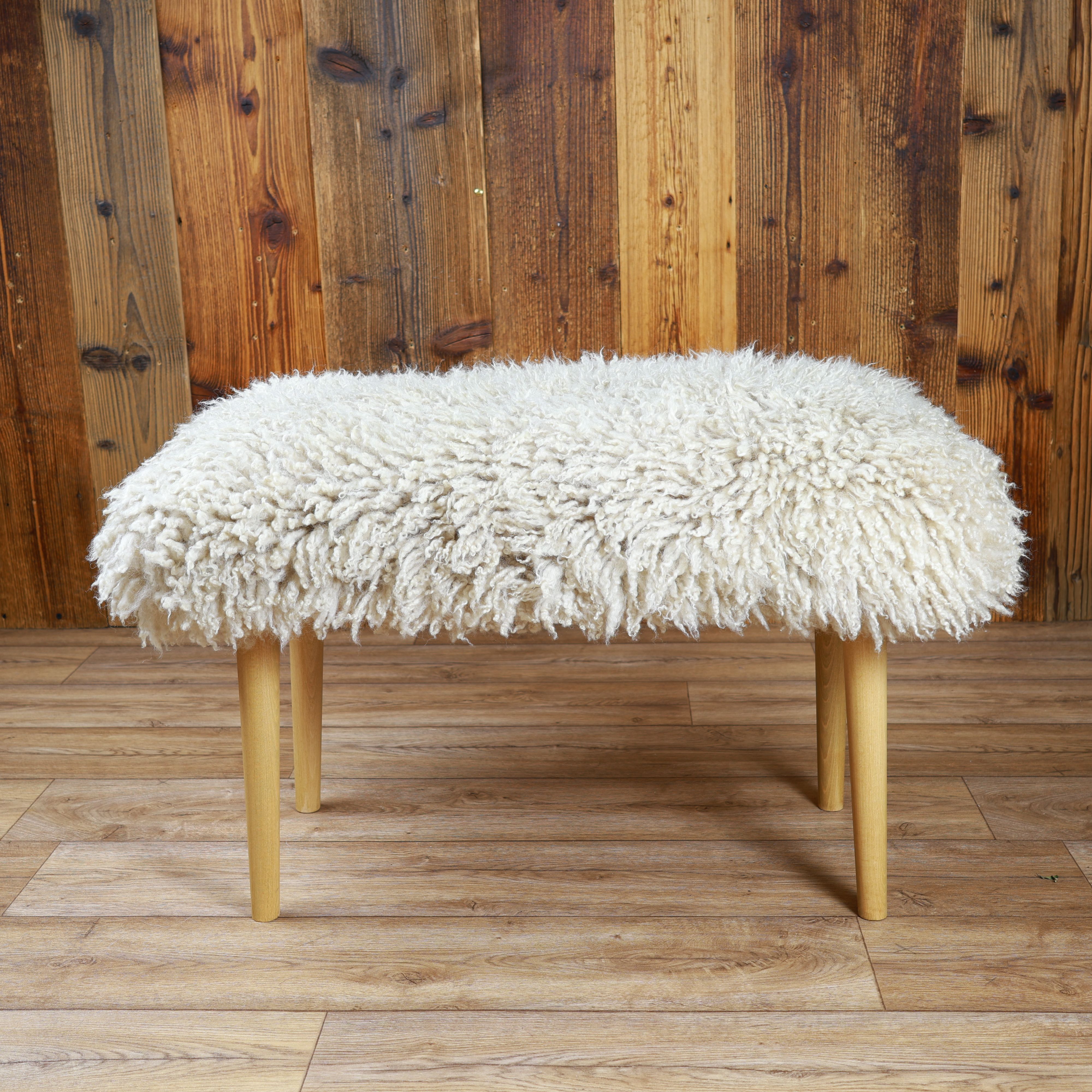 Sheepskin Bench | Curly Cappuccino | Small