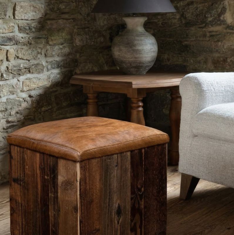 Ottoman | Brown Cowhide