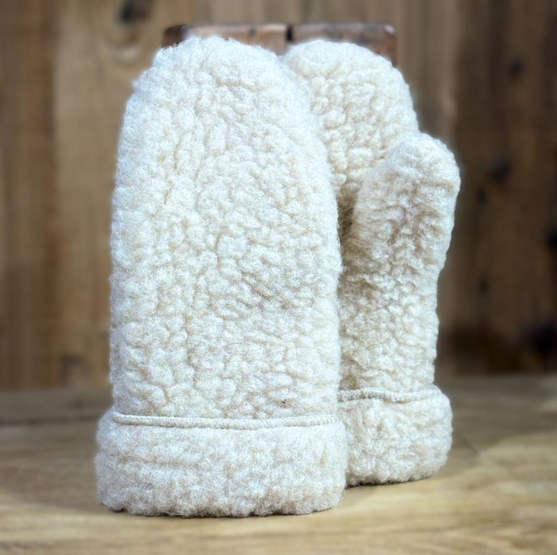 100% Wool Mittens | Cream