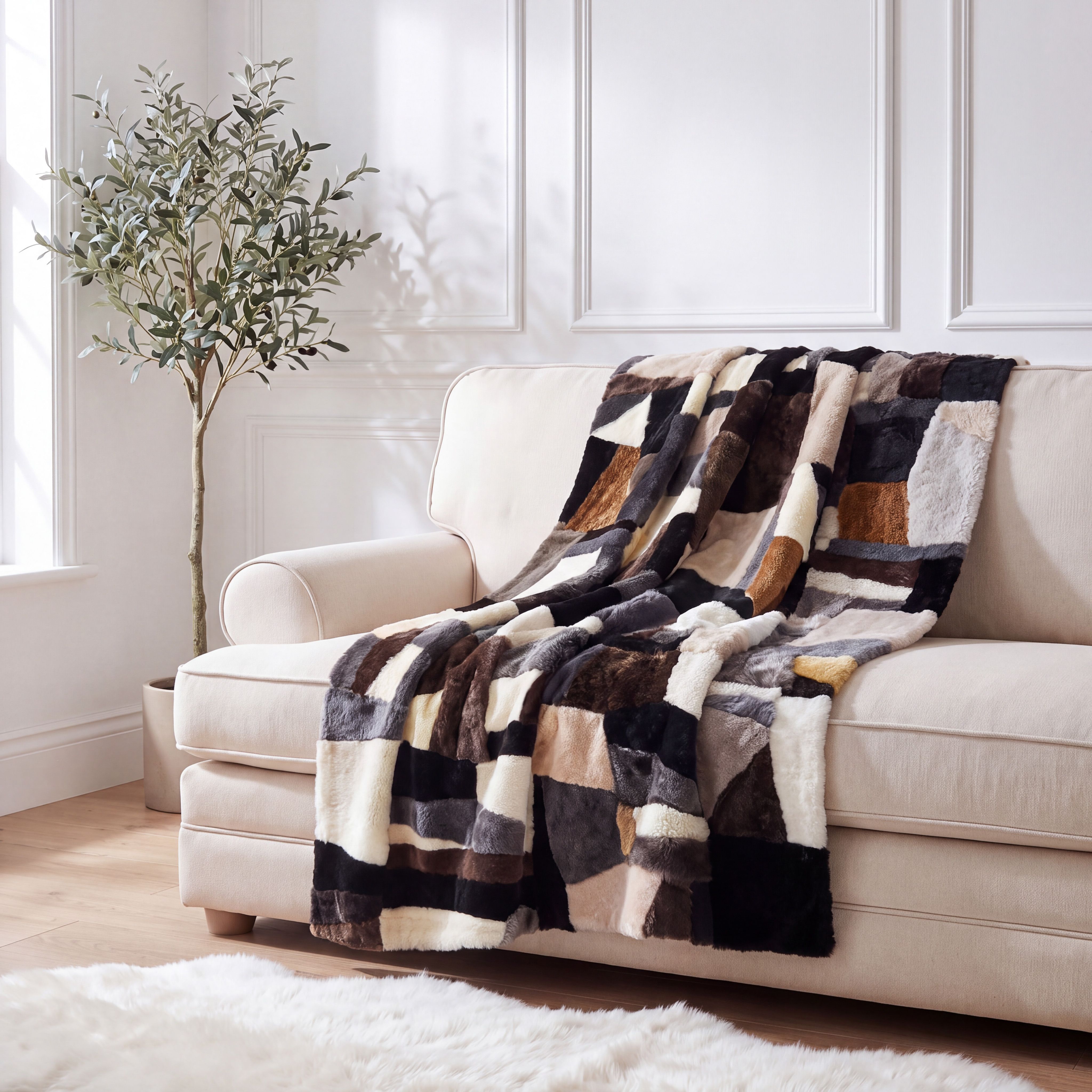 Multicoloured | Natural Lambskin | 200cm x 160cm