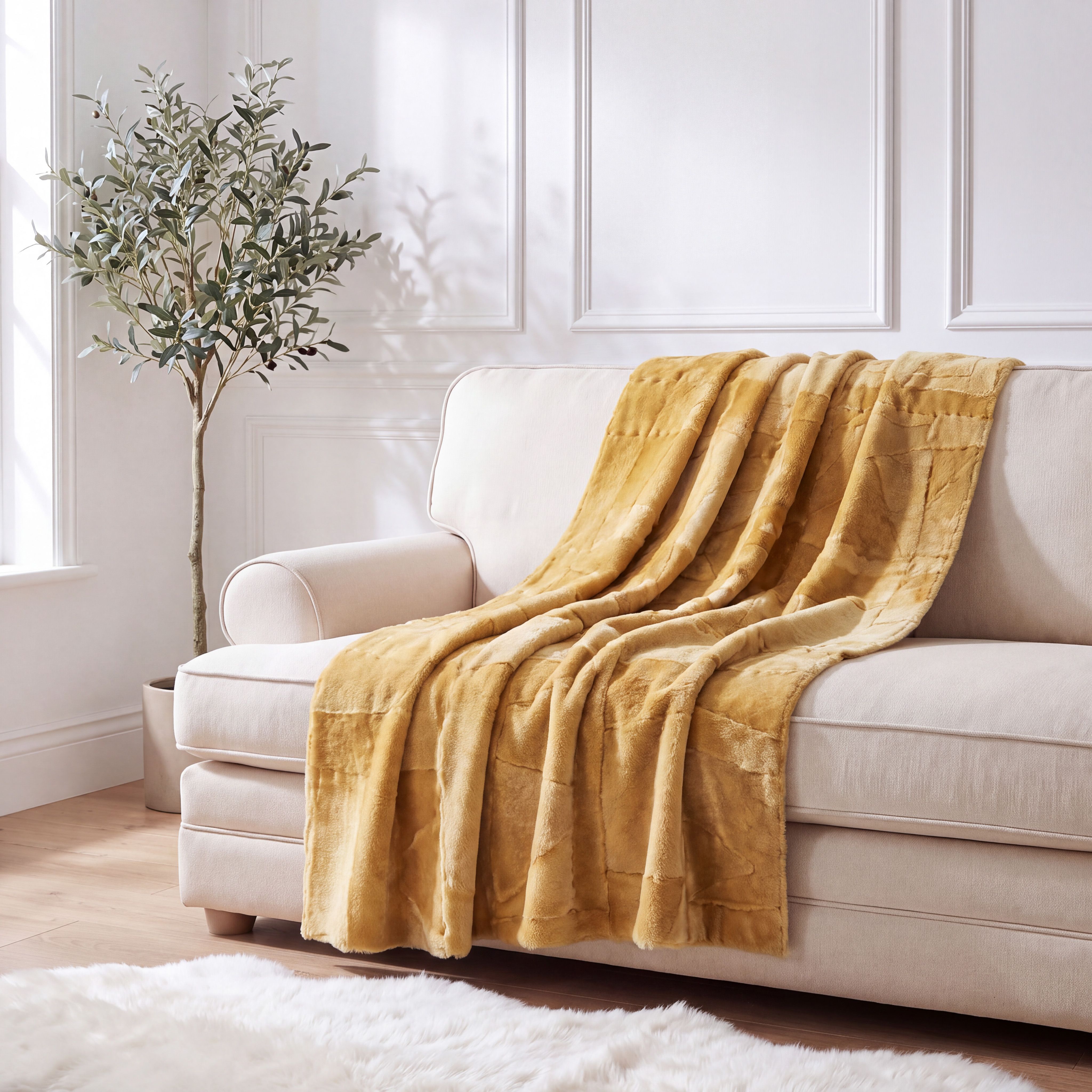 Golden Mustard | Natural Lambskin | 200cm x 160cm