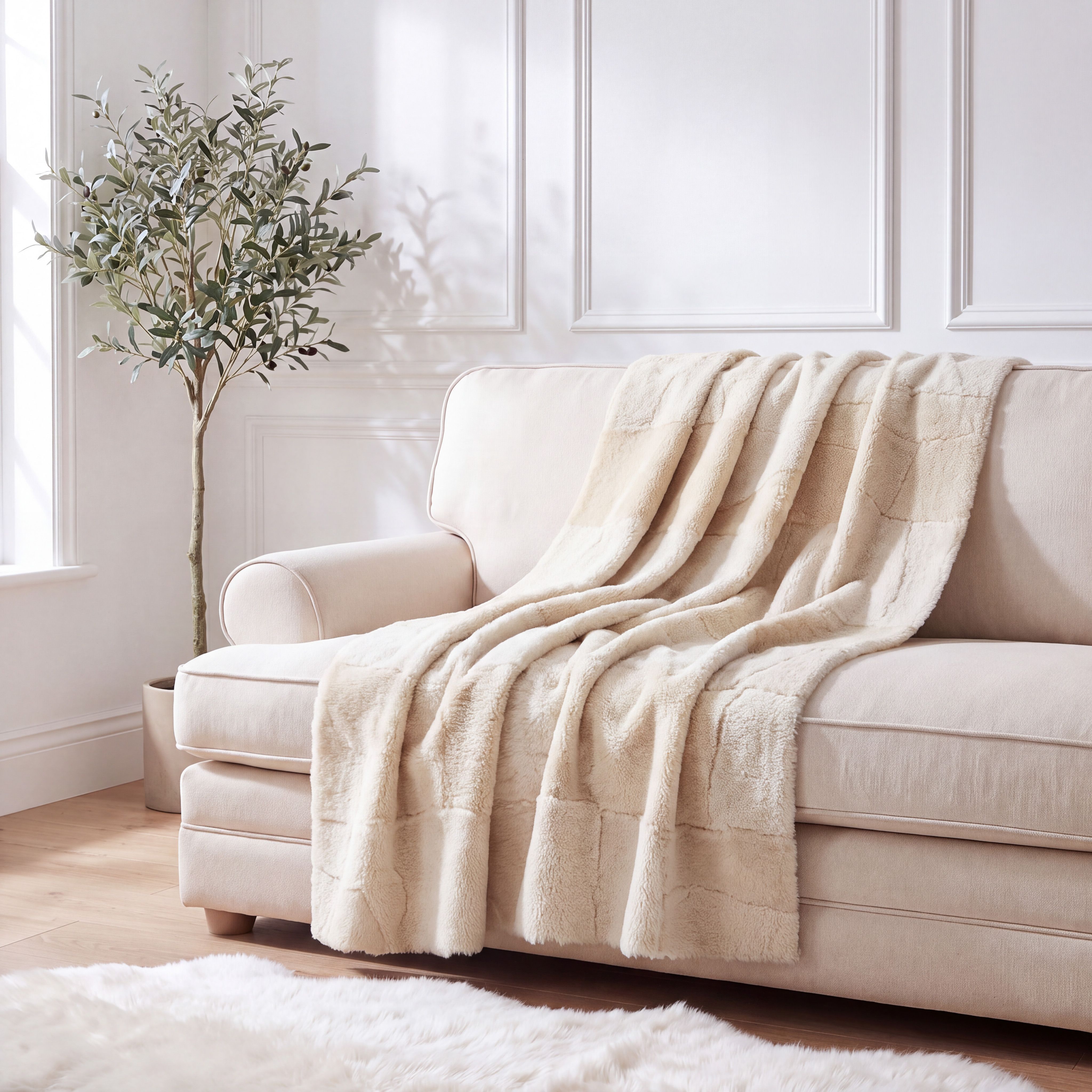 Cream | Natural Lambskin | 200cm x 160cm