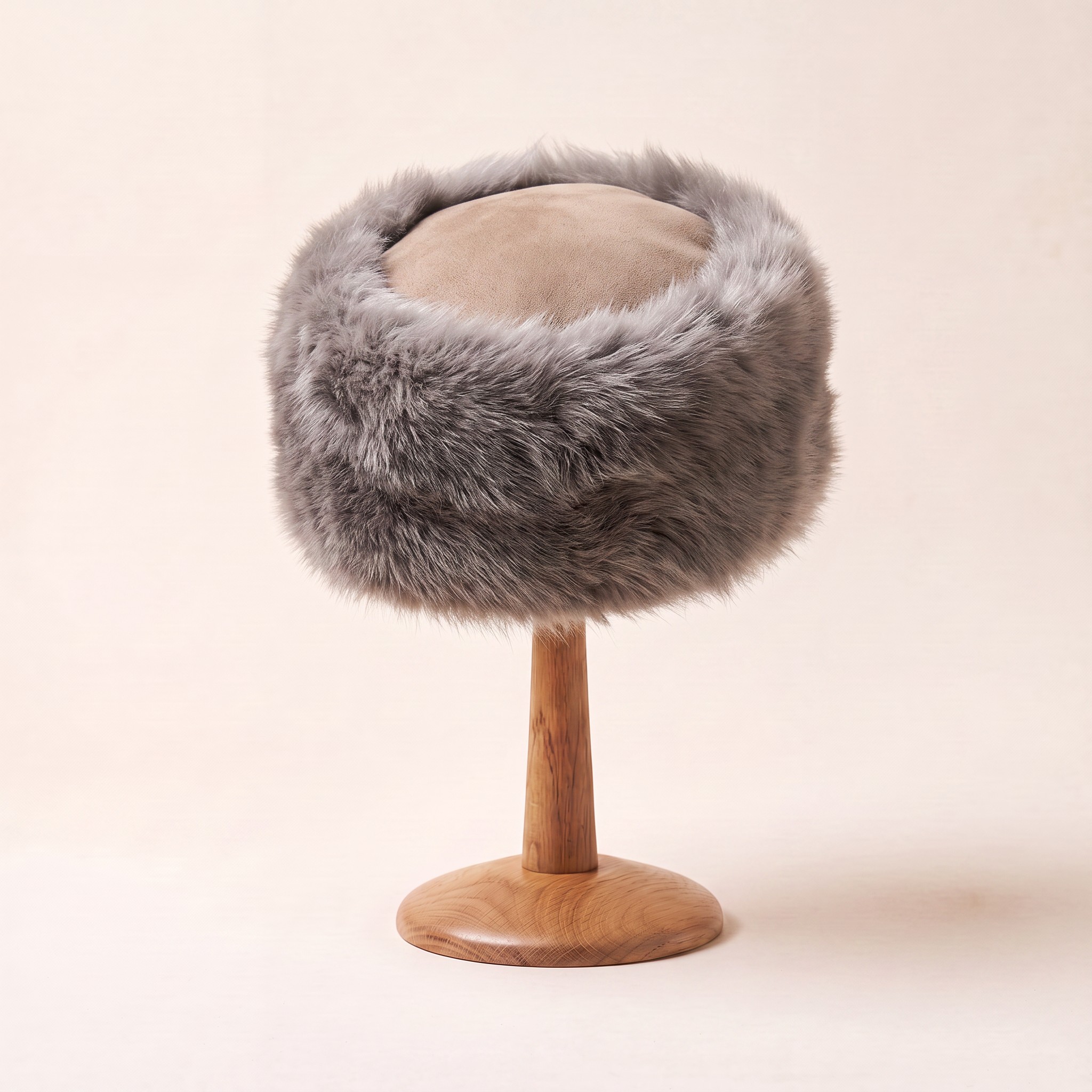 Silver Grey Toscana Shearling | Pillbox Hat | Reversible