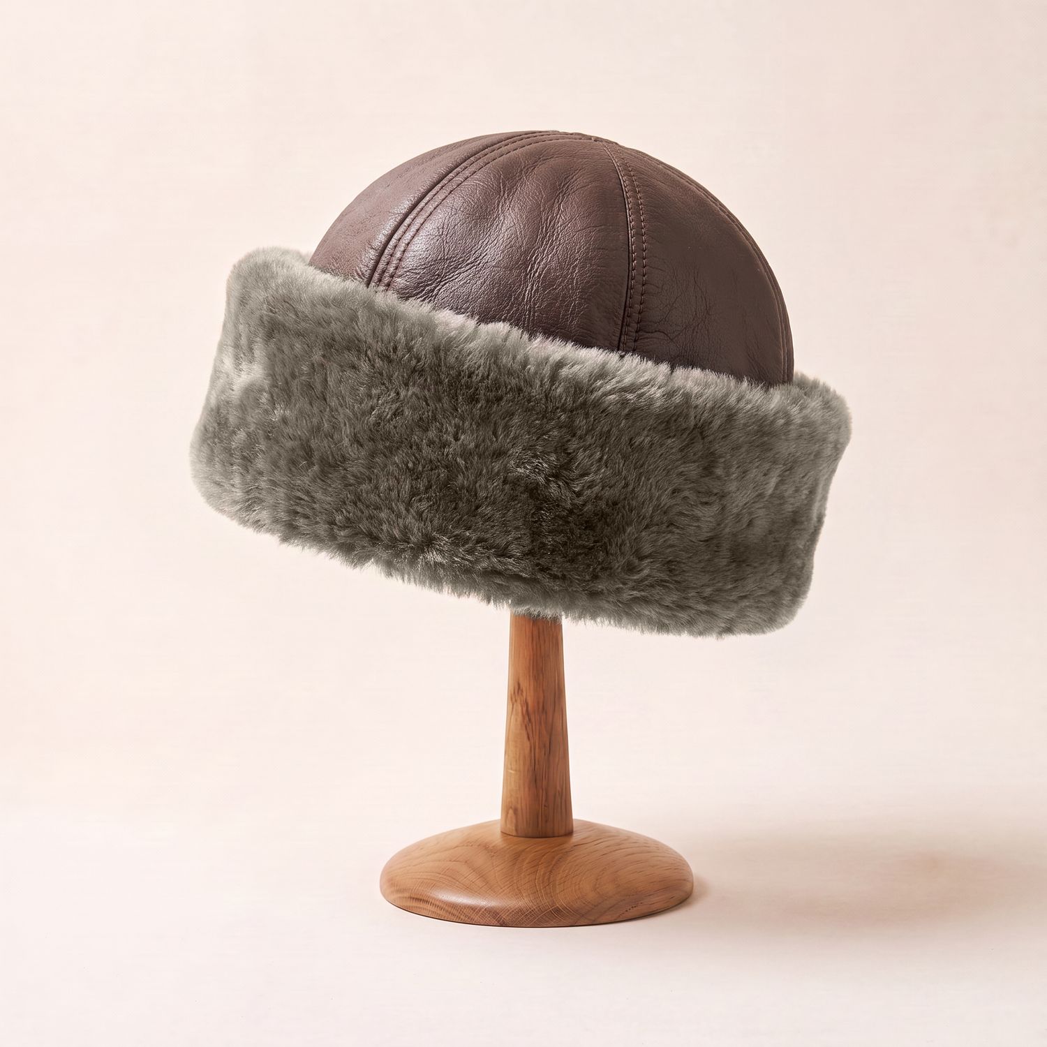 Brown and Grey | Shearling hat