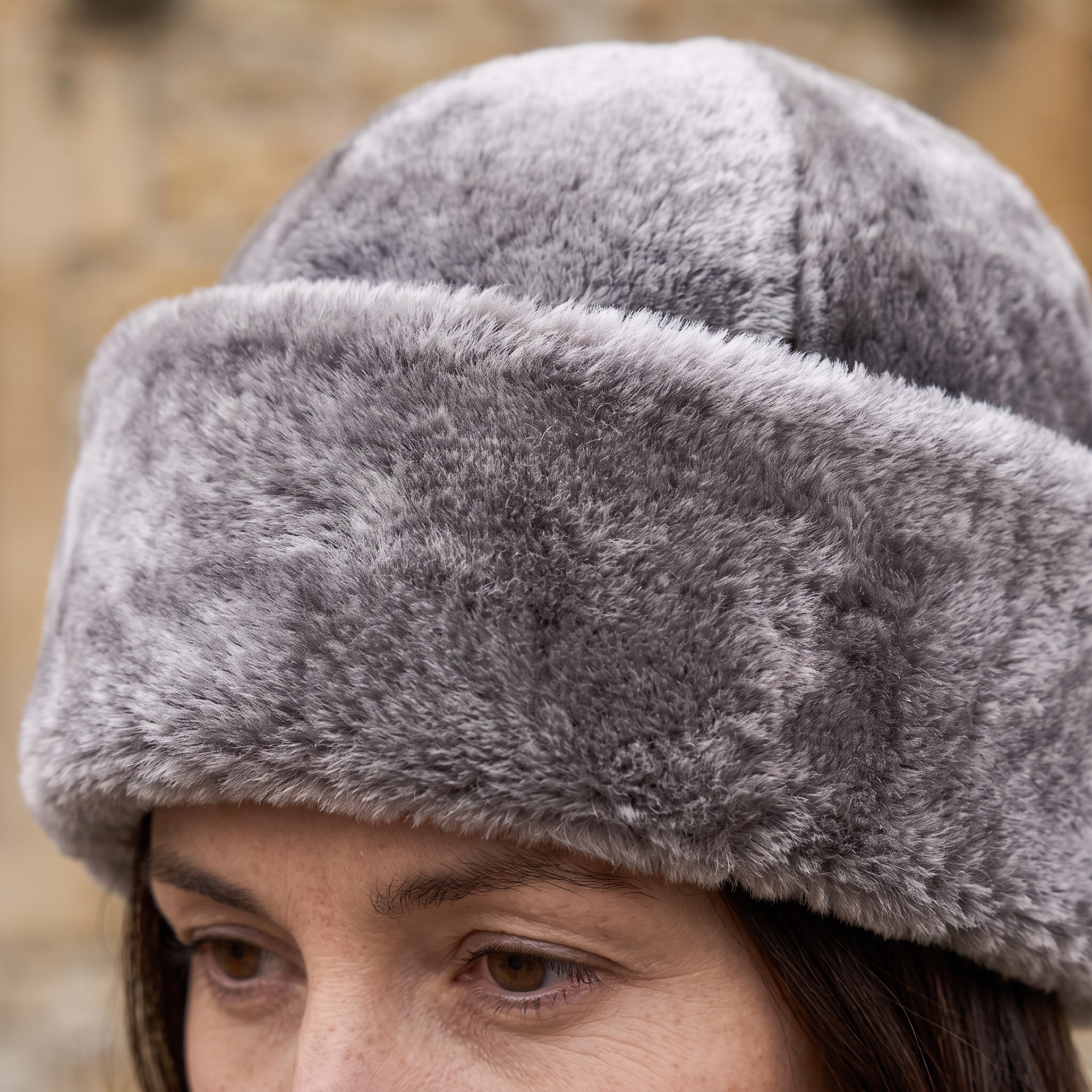 Silver Grey Shearling | Turn-Up Hat