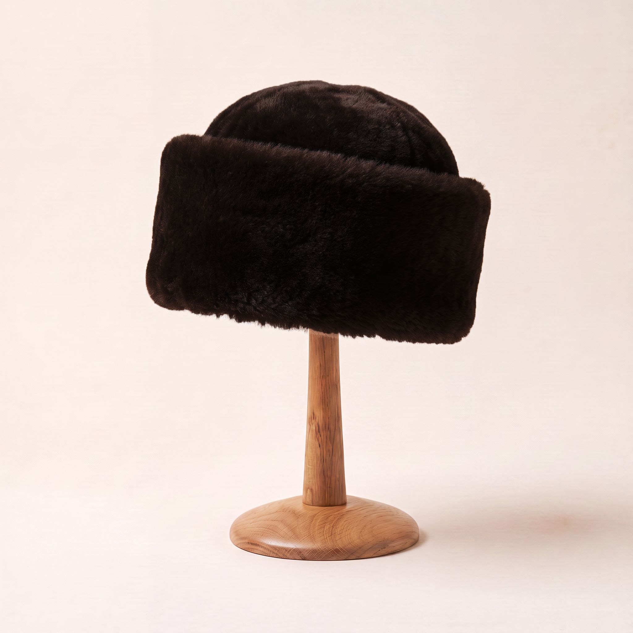 Chocolate Brown Shearling | Turn-Up Hat