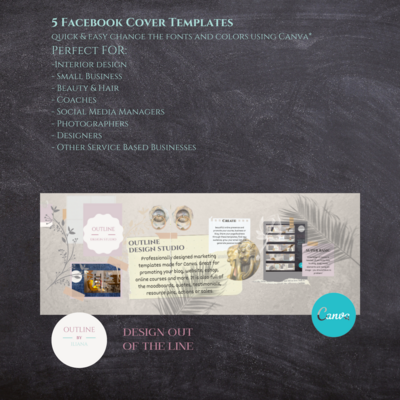 5 Digital Crafting Facebook Timeline Collage Cover Canva Templates, Web Banner, Photo Banner, Photography Template