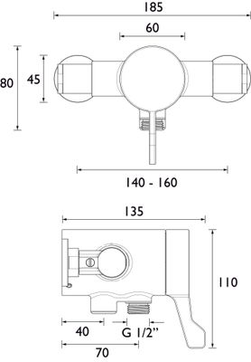 OPAC Exposed Shower Valve with Lever Handle