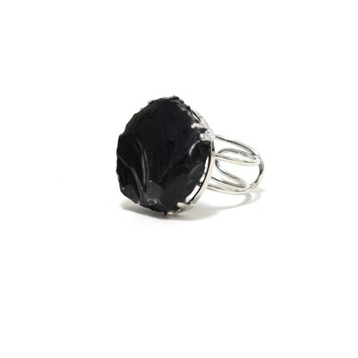 Black Obsidian Bulky Raw Ring