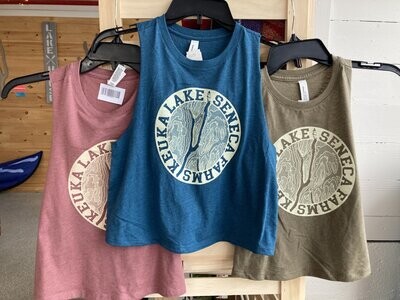 Seneca Farms, Keuka Lake High Neck Crop Tank Tops