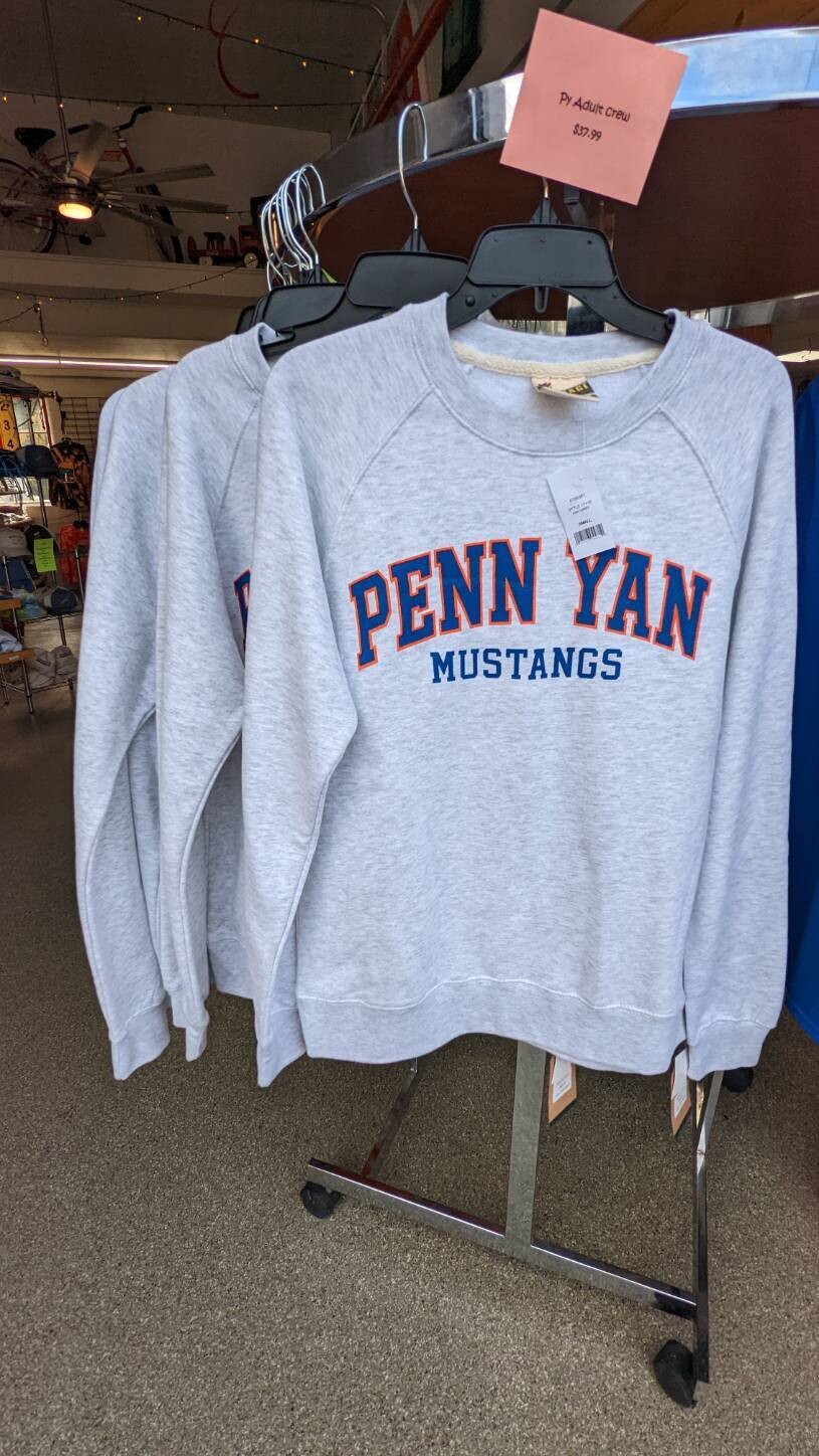 Penn Yan Mustangs Crewneck, Size: Small, Color: Heather Grey