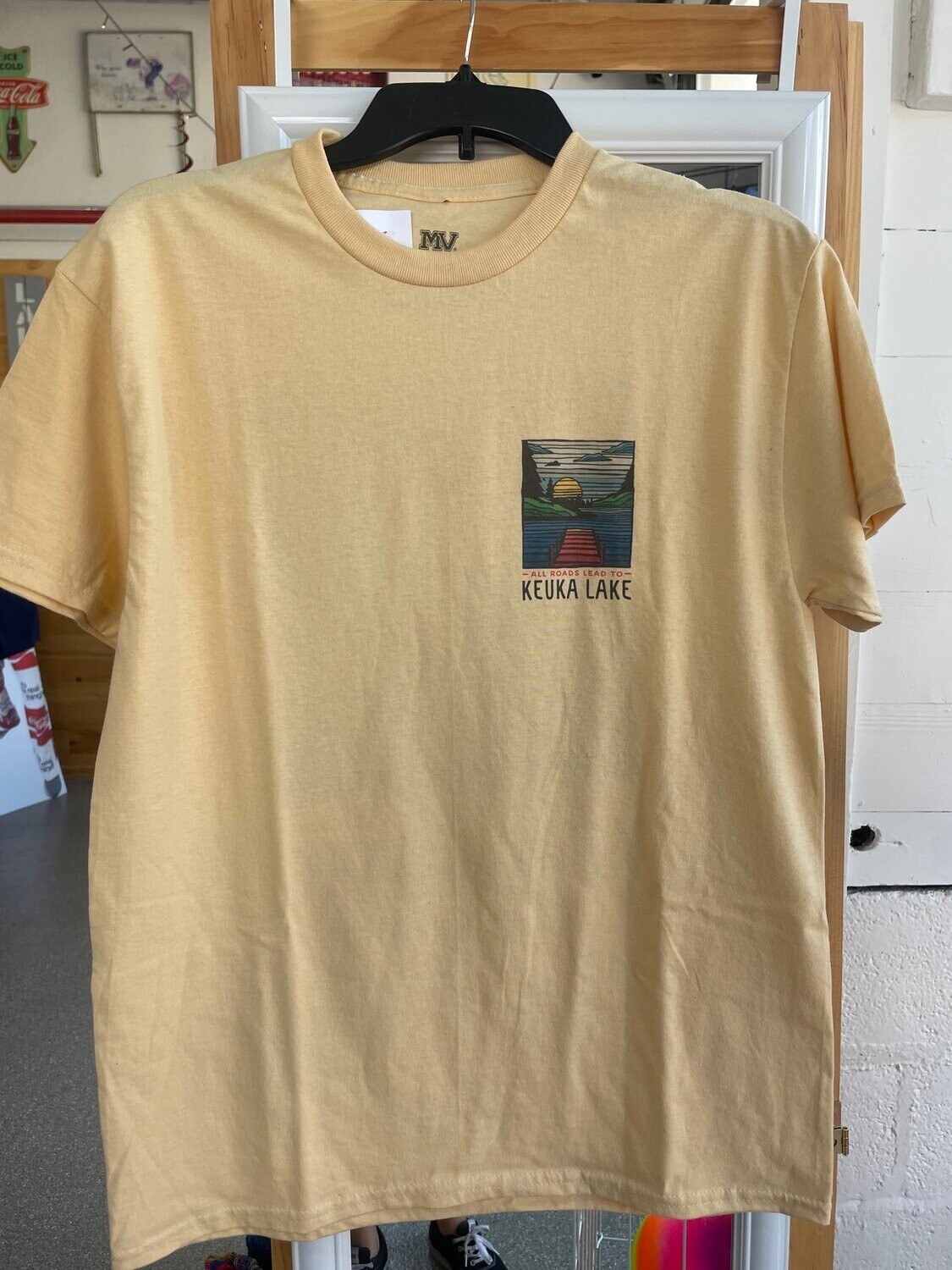 All Roads Lead to Keuka Lake Short Sleeve Tee - Multiple Colors, Size: Small, Color: Maize