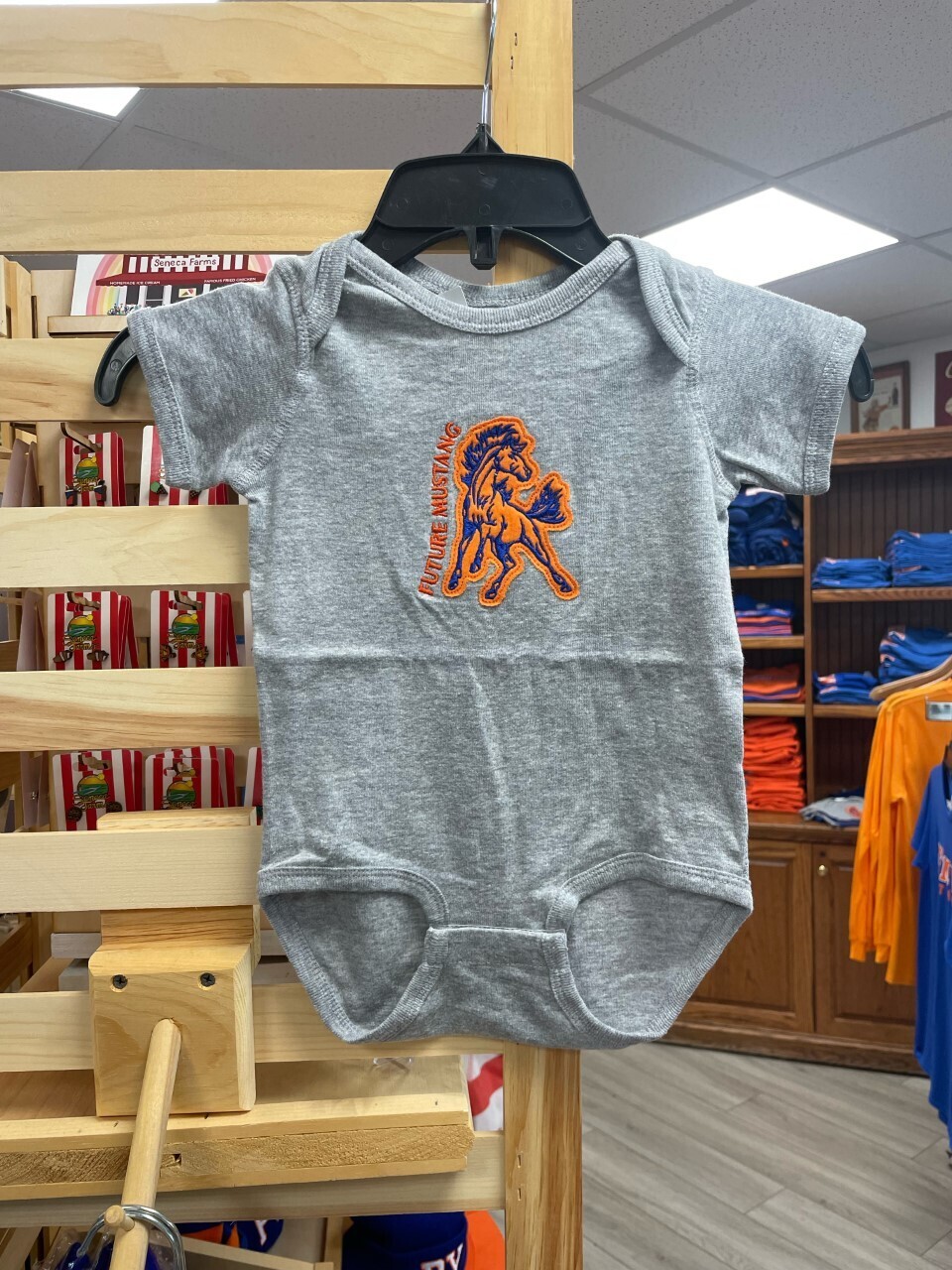 Penn Yan Mustangs Onesies, Size: Newborn, Color: Grey