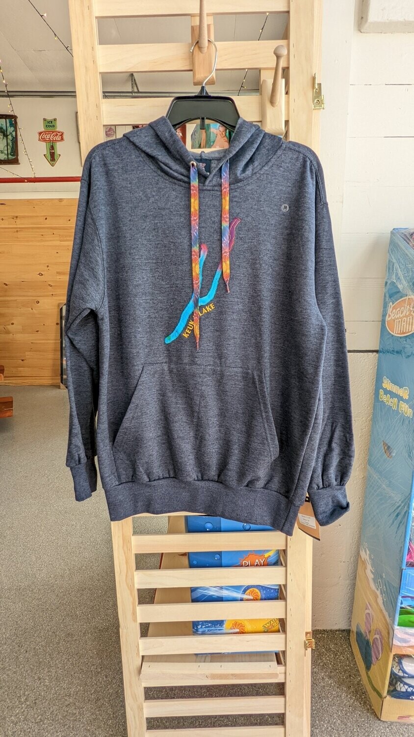 Keuka Lake Tie-Dye Cutout Hooded Sweatshirt - Multiple Colors, Size: X-Small, Color: Navy