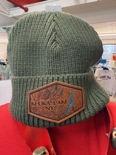 Keuka Lake Leather Patch Winter Beanie