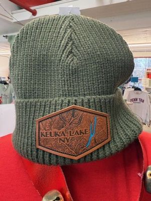 Keuka Lake Leather Patch Winter Beanie
