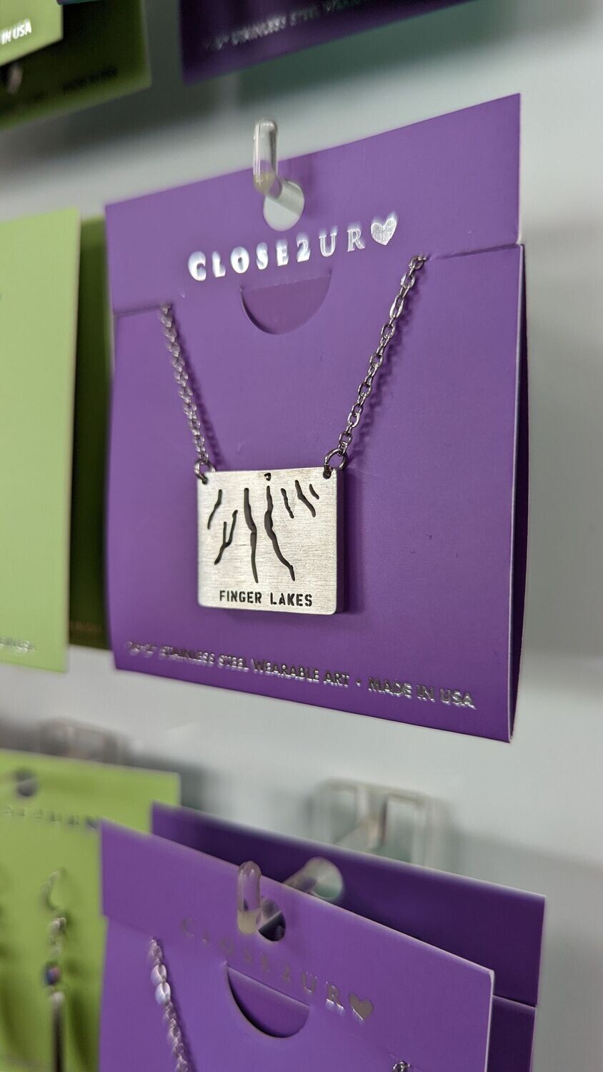 Close 2 Ur Heart Stainless Steel Necklaces - Finger Lakes and Keuka Lake, Style: Finger Lakes