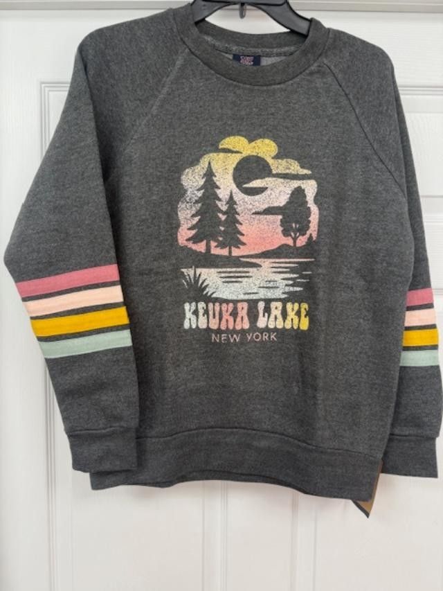 Keuka Lake Striped Sleeve Crewneck