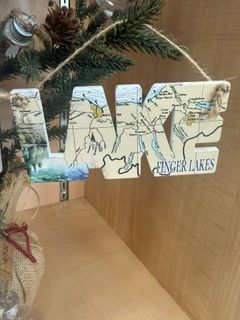 Wooden Lake Map Ornament