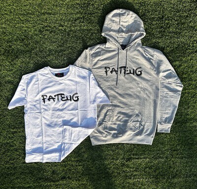 Fateug T-shirt with ''FATEUG'' logo painted on the back
Grey Hoodie with simple 'fateug' printed on the front
Baggy/Oversize fit T-shirts and hoodie