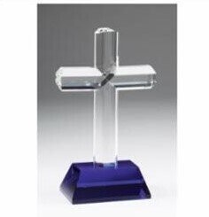 Crystal Cross on Blue Base Laserable
