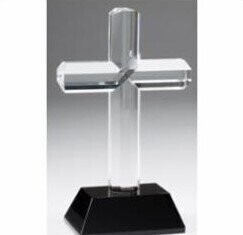 Crystal Cross on Black Base Laserable