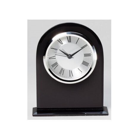 ​Black Glass Clock White Face