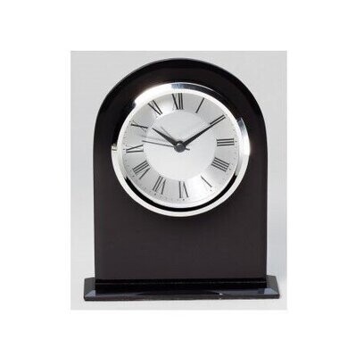 ​Black Glass Clock White Face