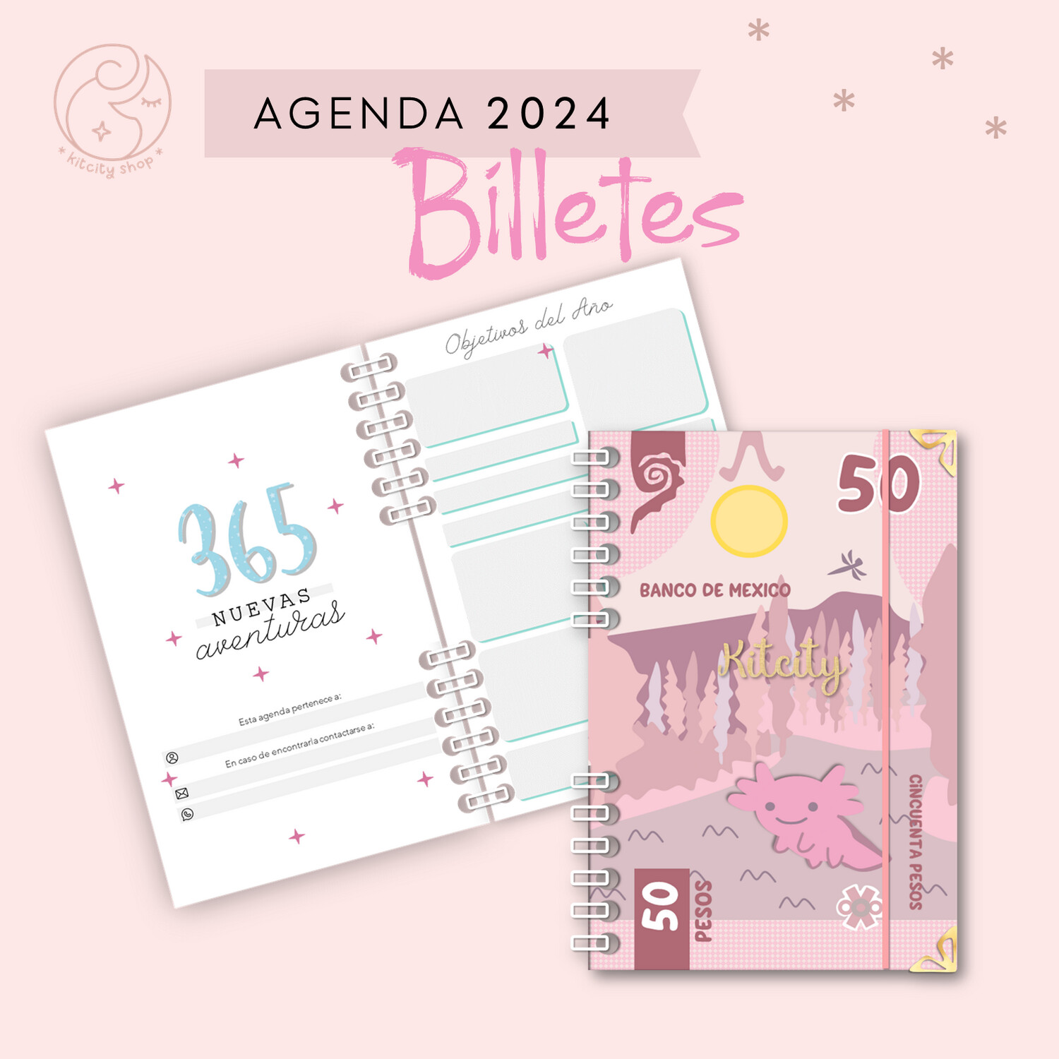 Agenda Semanal 2024 Billetes (Media Carta)
